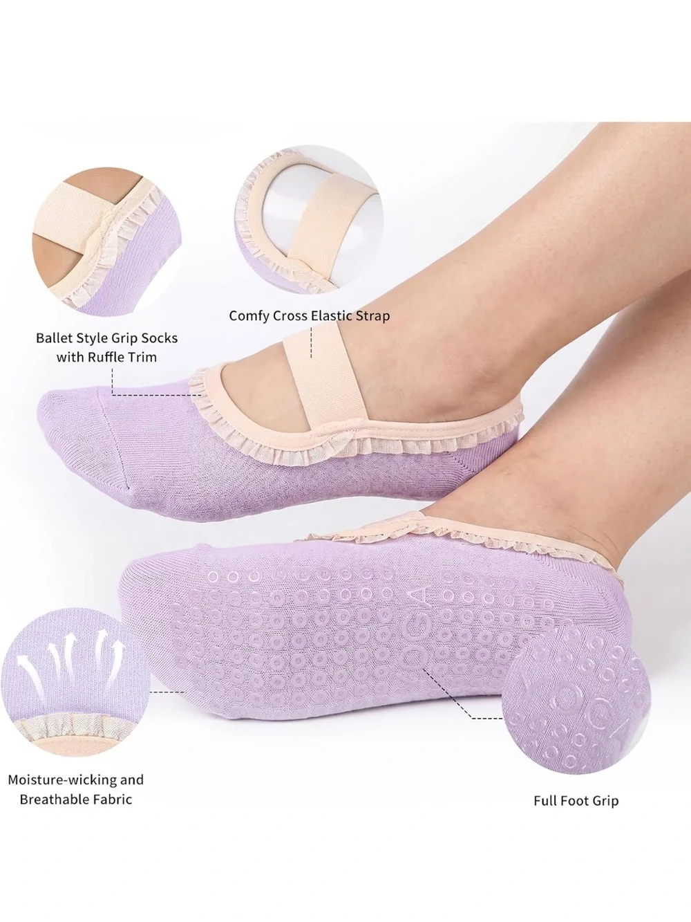 3 pairs Non-slip socks yoga/pilates/barre